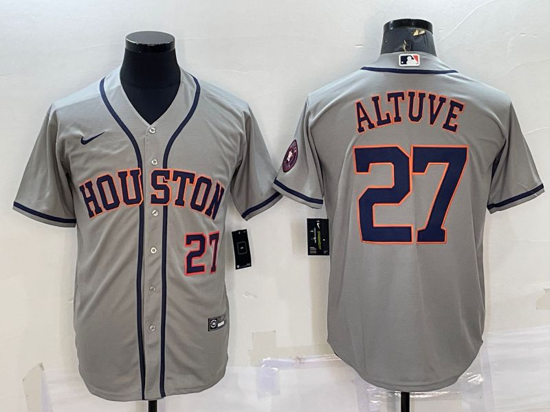 Men Houston Astros #27 Altuve Grey Game Nike 2022 MLB Jersey